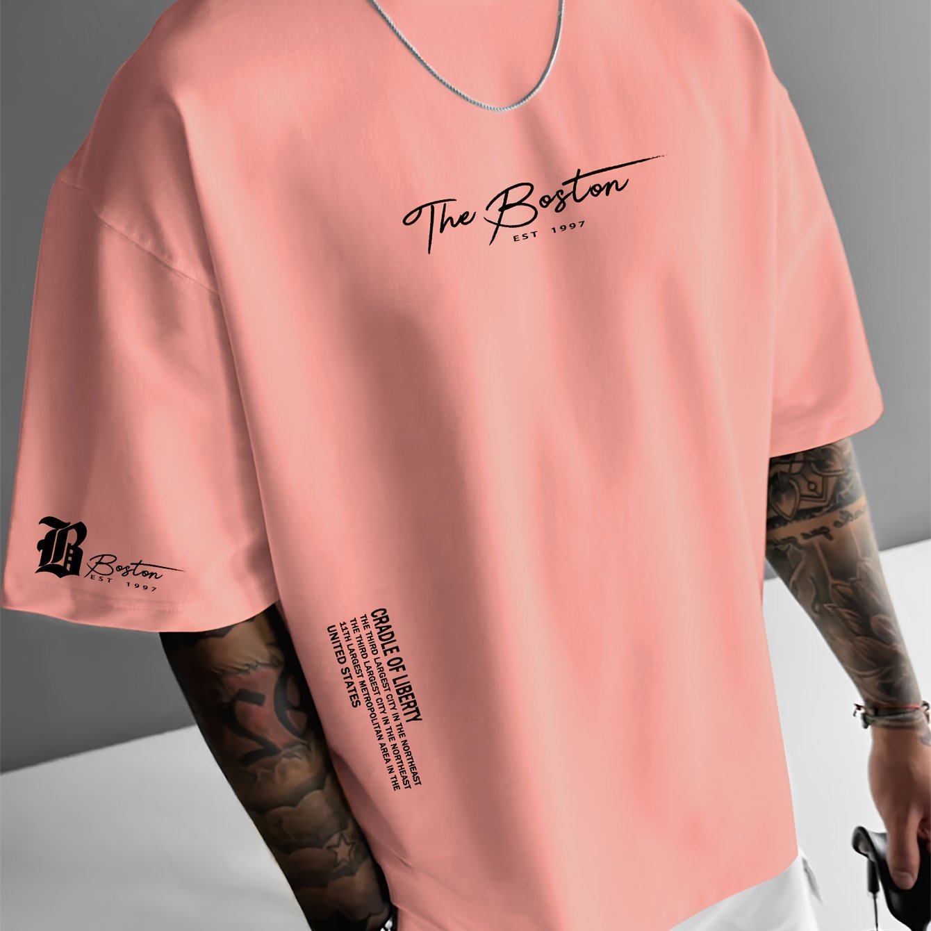 Men’s Oversized T-Shirt "Boston" – Urban Streetwear Style, Lightweight and Comfortable for Summer