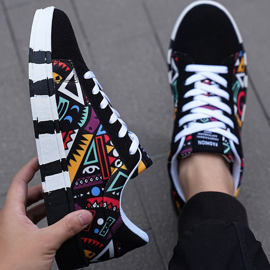 Urban Vibe Low-Top Sneakers – Bold Geometric Print, Streetwear Edge