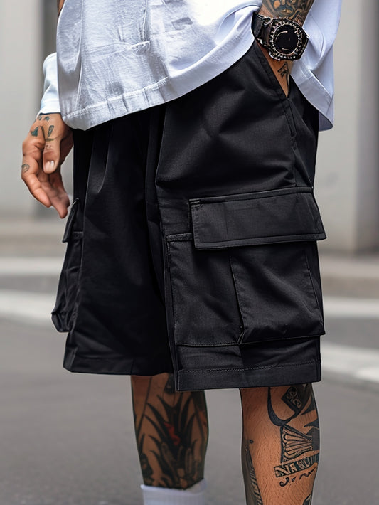 Men'S Relaxed Fit, Non-Stretch, Solid Color Work Shorts with Multiple Pockets - Casual, Loose-Fitting Shorts for Casual Attire, Casual Attire Shorts|Relaxed Fit Shorts|Multiple Pocket Shorts