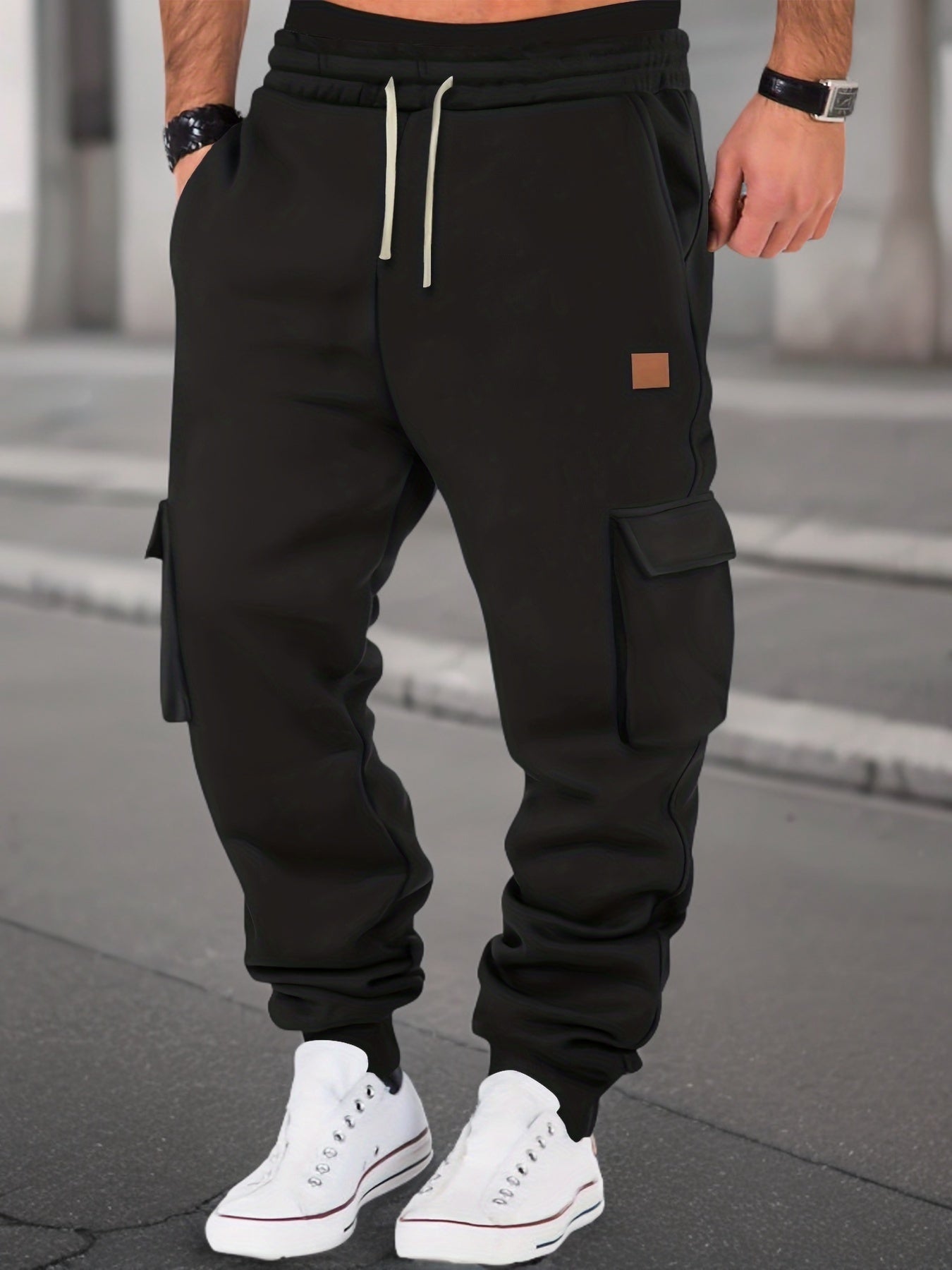 Men’s Urban Cargo Joggers – Multi-Pocket Fleece Pants | Streetwear Style for Fall/Winter