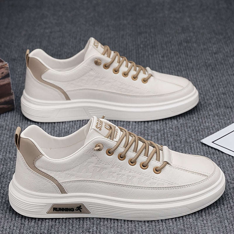 Men’s Beige Green Casual Sneakers – Breathable Mesh Low-Top Trainers for Urban Style & Everyday Comfort