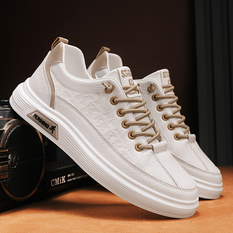 Men’s Beige Green Casual Sneakers – Breathable Mesh Low-Top Trainers for Urban Style & Everyday Comfort