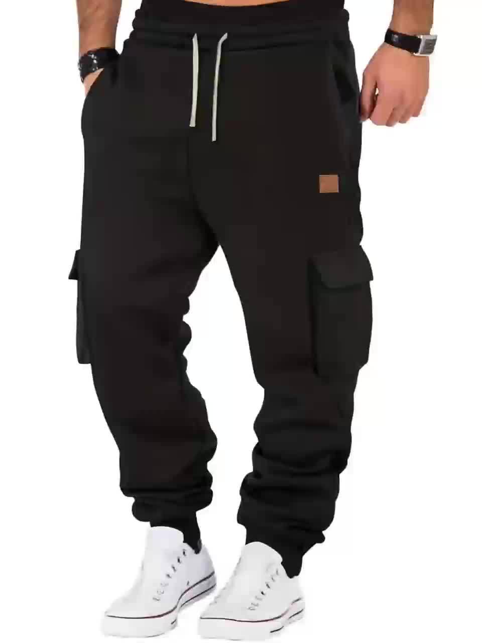 Men’s Urban Cargo Joggers – Multi-Pocket Fleece Pants | Streetwear Style for Fall/Winter