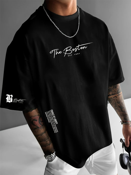Men’s Oversized T-Shirt "Boston" – Urban Streetwear Style, Lightweight and Comfortable for Summer