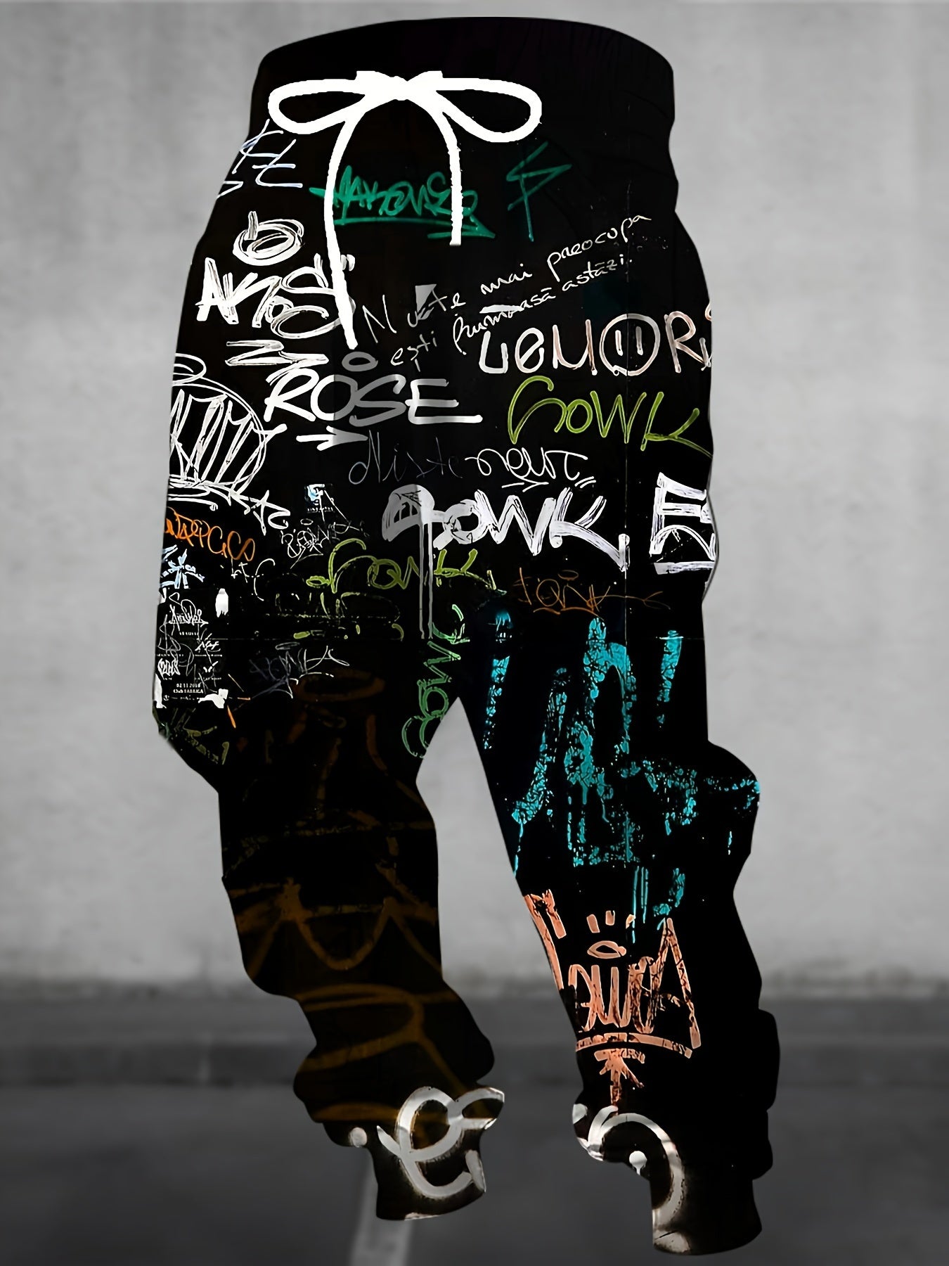 Men’s Graffiti Print Joggers – All-Over Streetwear Sweatpants with Drawstring & Pockets | Urban Fit for Europe