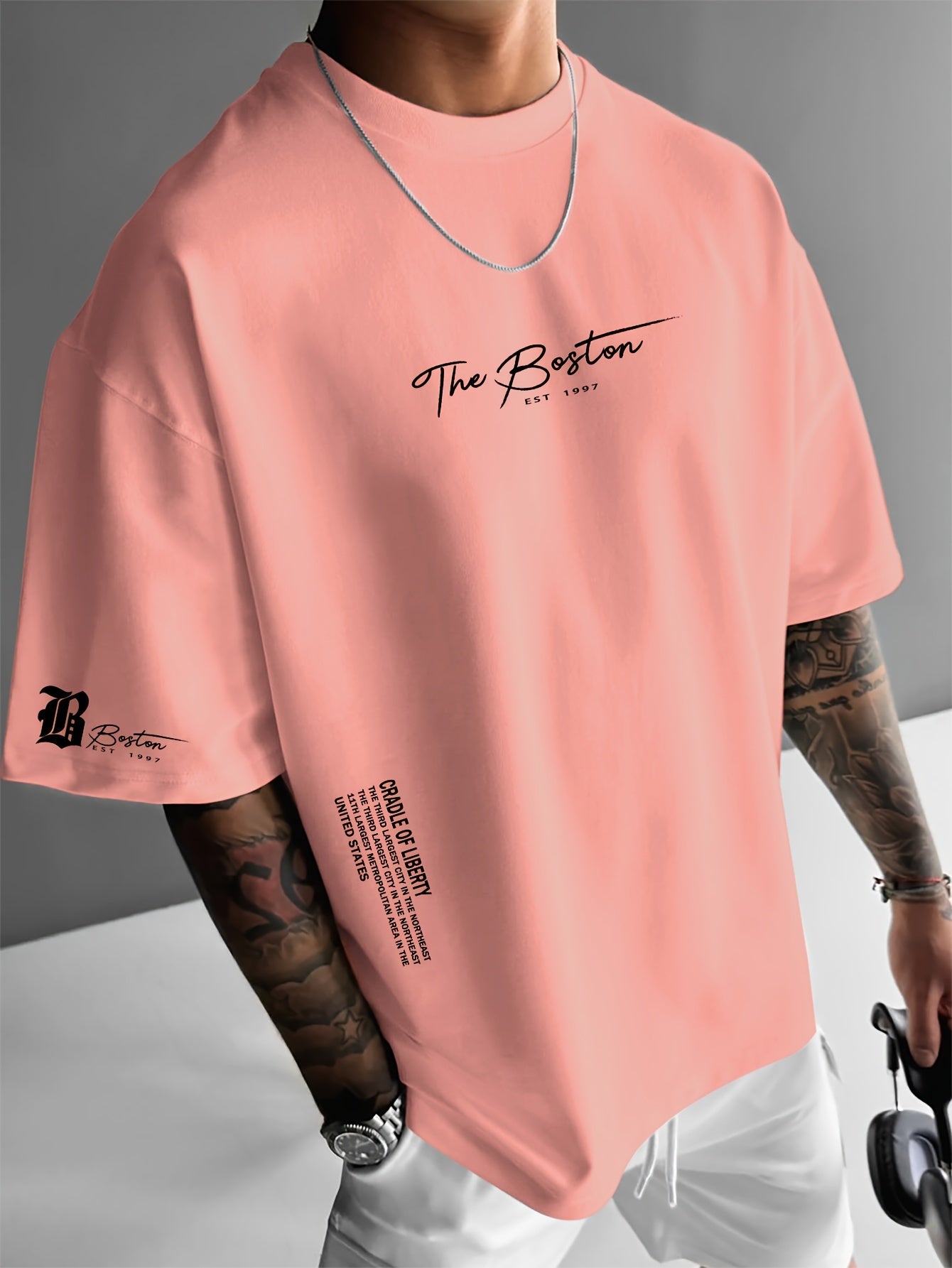 Men’s Oversized T-Shirt "Boston" – Urban Streetwear Style, Lightweight and Comfortable for Summer
