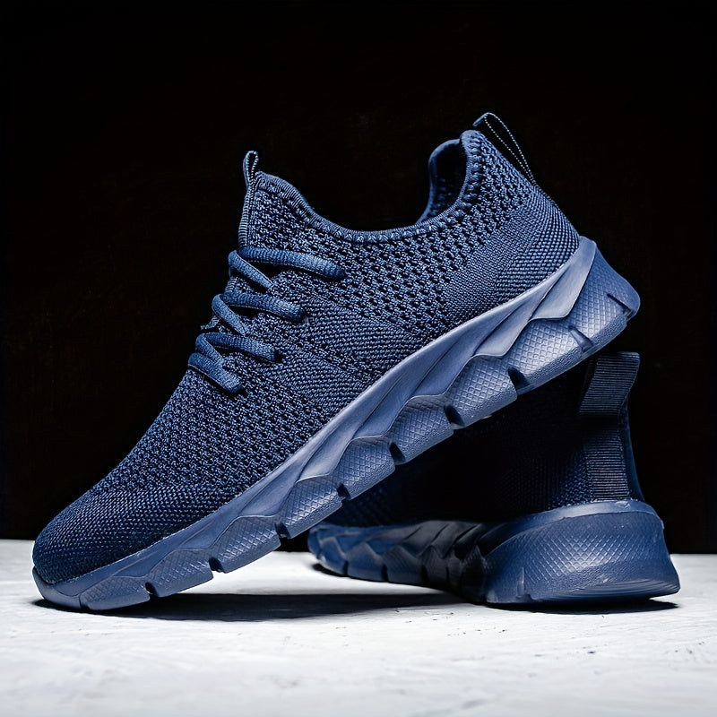 Women’s Blue Knit Lightweight Sneakers – Breathable Running & Walking Trainers with Cushioned Sole for Fitness and Casual Style