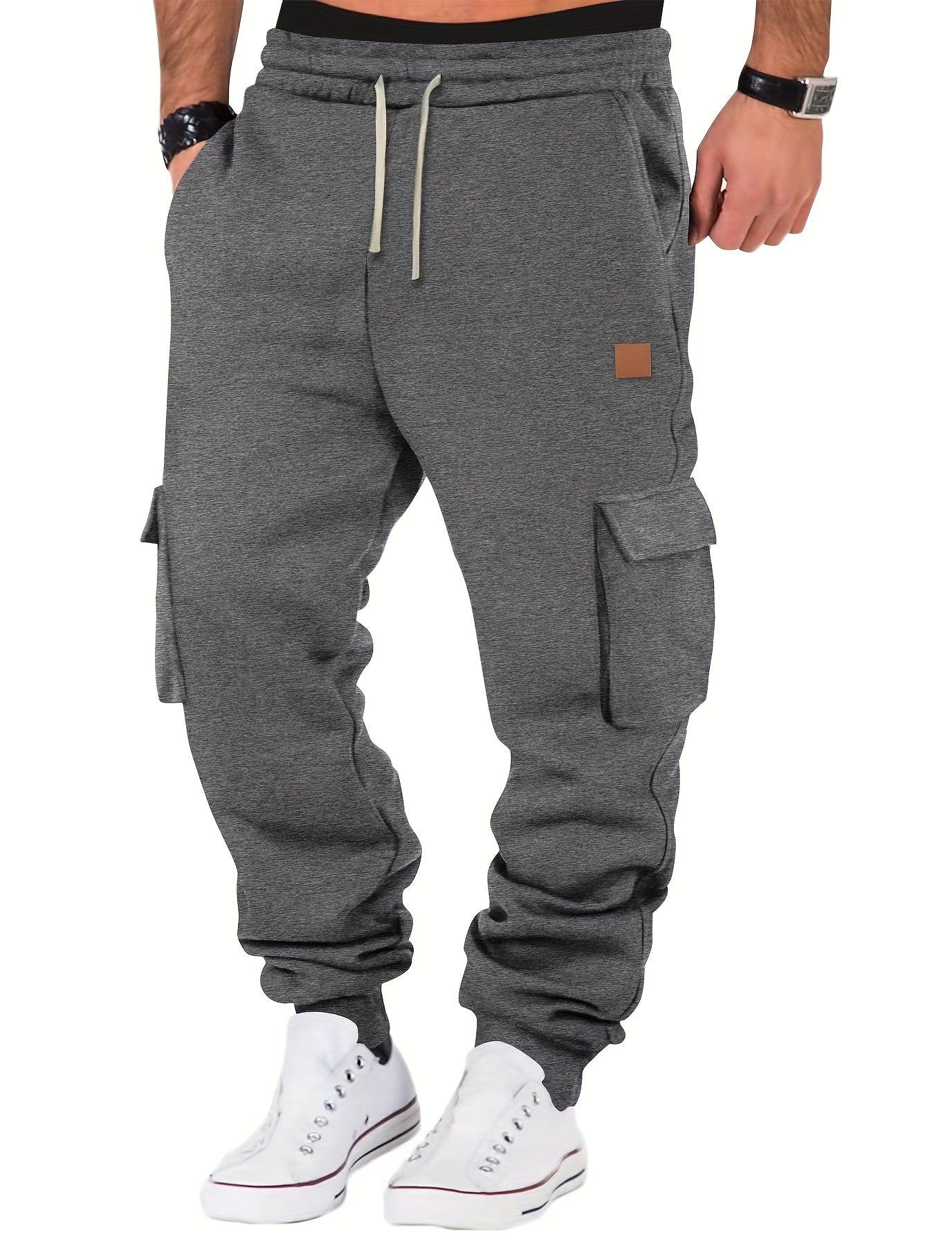 Men’s Urban Cargo Joggers – Multi-Pocket Fleece Pants | Streetwear Style for Fall/Winter