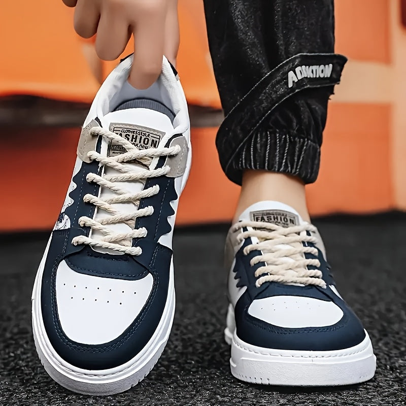 Japanese Wave Sneakers für Herren – Streetwear Low-Top-Schuhe mit kunstinspiriertem Design und kontrastierendem Colorblocking 