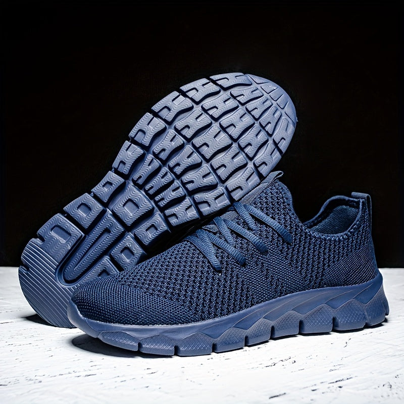 Women’s Blue Knit Lightweight Sneakers – Breathable Running & Walking Trainers with Cushioned Sole for Fitness and Casual Style