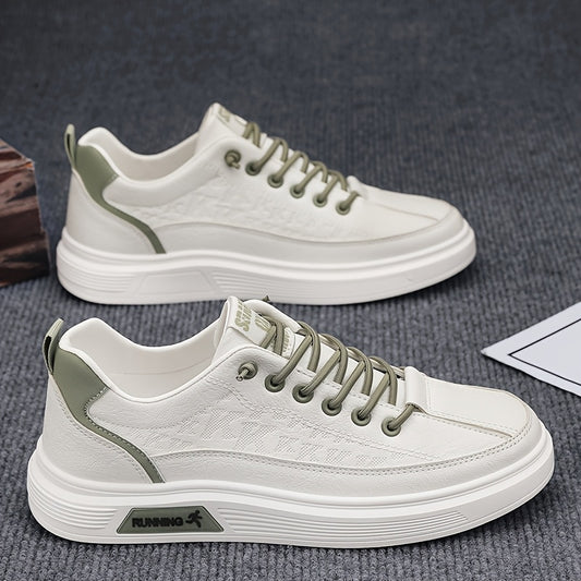 Men’s Beige Green Casual Sneakers – Breathable Mesh Low-Top Trainers for Urban Style & Everyday Comfort