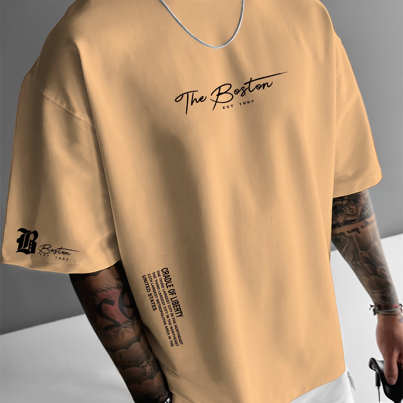 Men’s Oversized T-Shirt "Boston" – Urban Streetwear Style, Lightweight and Comfortable for Summer